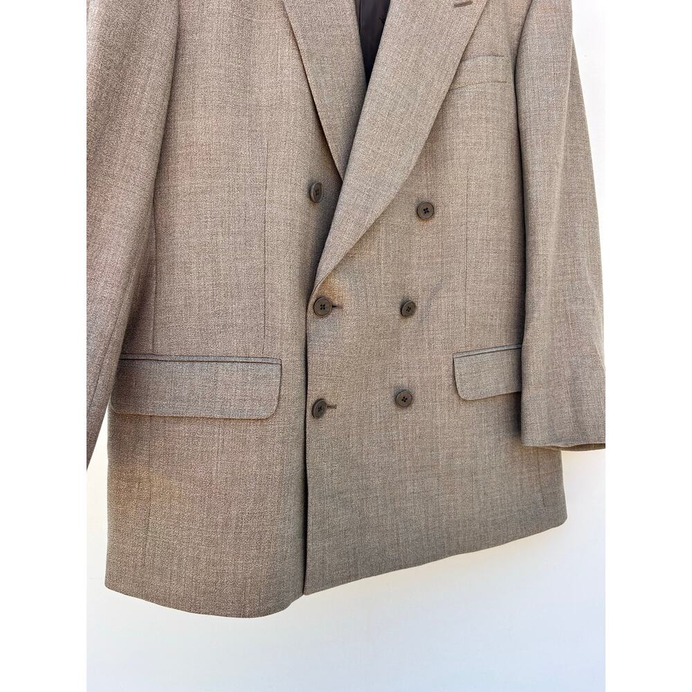Vintage Yves Saint Laurent Oversized Blazer Jacket Double Breasted Taupe YSL XL - Picture 6 of 11